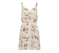 ONLY ONLKARMEN S/L Short Dress AOP Wvn Noos Vestito, Crema brûlée, Fiori di Rosa, 40 Donna