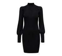 Only - Vestito maglia corto accollato nero con maniche a sbuffo XL