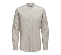 ONLY and SONS ONSCaiden LS Solid Linen MAO Shirt Uomo Camicia Maniche Lunghe Beige L