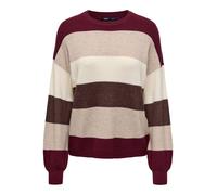 Only Atia Stripe Pullover - Maglione A Righe Bordeaux - Taglia S Abbigliamento
