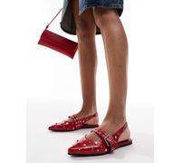 ONLY - Ballerine rosse con borchie e cinturino posteriore-Rosso 36