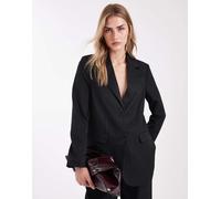 ONLY - Blazer monopetto oversize nero gessato in coordinato 38