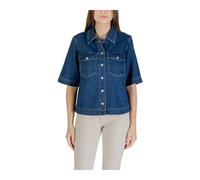 ONLY, ,Blouses & Shirts ,Donna ,Blu ,S Camicia Blu in Cotone con Girocollo