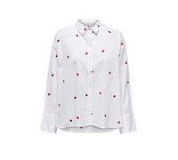 ONLY Onlnew Lina Grace LS EMB Shirt Noos Wvn Camicia/Camicetta, Bianco Brillante/AOP: a Cuore, S Donna