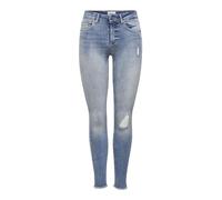 ONLY Blush Mid SK Ank Raw Jeans Skinny Donna, Blu (Light Blue Denim), 36W/32L