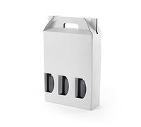 ONLY BOXES Confezione da 10 scatole di cartone per 3 bottiglie di vino, champagne, liquore, colore bianco. Modello automontabile di scatola con finestra per imballaggio bottiglie molto originale