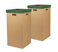ONLY BOXES Confezione da 2 pattumiera in cartone, cestino con coperchio, colore verde, dimensioni 37 x 36 x 70 cm (largoxanchoxalto)