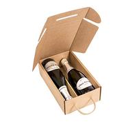 ONLY BOXES, Pack4 - Astuccio per 2 bottiglie, scatola di cartone per Cava o Champagne, scatola di colore Kraft, scatola regalo cartone per bottiglie