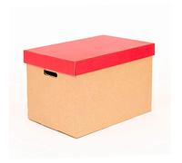 ONLY BOXES, Scatole portaoggetti con coperchio rosso opaco, scatole di cartone con manici, scatole di cartone resistenti, 53,2 x 33,1 x 32,5 cm (lunghezza x larghezza x altezza) in cm, confezione da 2