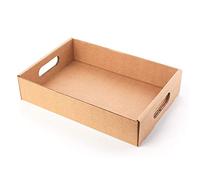 ONLY BOXES, Vassoio - Cestino in cartone con manici, 33 x 22 x 7, 10 pezzi