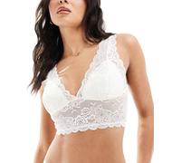 Only - Brassière bianca corta in pizzo-Bianco 34