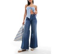 ONLY - California - Jeans con fondo ampio a vita medio alta in denim blu scuro W26 L30