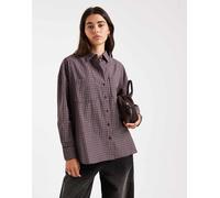 ONLY - Camicia oversize a quadri bordeaux-Rosso 40