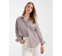 ONLY - Camicia oversize a righe bordeaux-Rosso 34