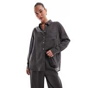 ONLY - Camicia oversize grigia in misto lino in coordinato-Grigio 40