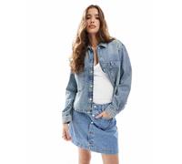 ONLY - Camicia oversize in denim azzurro con tasca frontale-Blu 34