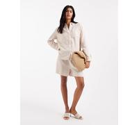 ONLY - Camicia oversize in misto lino beige in coordinato-Neutro 38