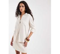ONLY - Camicia oversize in misto lino beige-Neutro 34