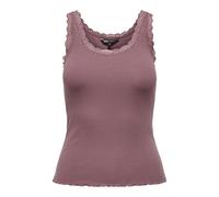 ONLY Canotta da Donna Onlsara Sharai Lace Jrs Noos Basic Senza Maniche con Scollo a U e Dettaglio in Pizzo, Marrone Rosa, M