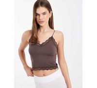 ONLY - Canotta in pizzo marrone senza cuciture L-XL