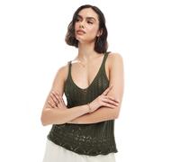 Only - Canotta kaki all'uncinetto-Verde 3XL