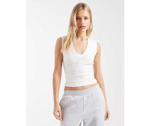 ONLY - Canotta squadrata bianca con scollo a V-Bianco 44