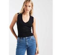 ONLY - Canotta squadrata nera con scollo a V-Nero 44