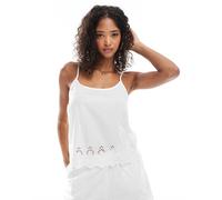 ONLY Onllou Life EMB Singlet Ptm Top, Bianco, S Donna