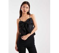 ONLY - Canottiera taglio corto nera con fiocco e paillettes-Nero 34