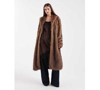 ONLY - Cappotto lungo in pelliccia sintetica marrone 34