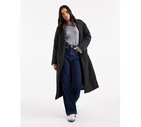 ONLY - Cappotto lungo nero allacciato in vita 42