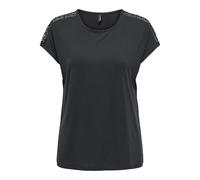 ONLY Capsleeve Lace Top Jrs Onlfree Life-Maglietta a Maniche Corte in Pizzo, Nero, XL Donna