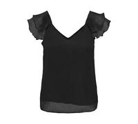 ONLY Capsleeve V-Neck Top Wvn Onlasta Life-Maglia a Maniche Corte con Scollo a V, Nero, L Donna