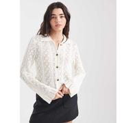 ONLY - Cardigan all'uncinetto color crema con colletto-Bianco 42