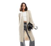 ONLY - Cardigan aperto taglio lungo color beige chiaro-Bianco 34