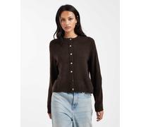 ONLY - Cardigan color marrone scuro con scollo rotondo 34