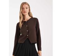 ONLY - Cardigan corto marrone cioccolato con bottoni 40