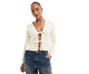 ONLY - Cardigan in maglia color crema allacciato sul davanti-Bianco 36