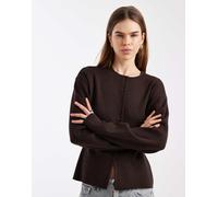 ONLY - Cardigan in maglia compatta con scollo rotondo marrone cioccolato 38