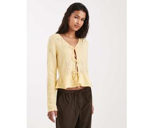 ONLY - Cardigan in misto lana giallo pallido con allacciatura sul davanti 36