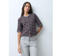 ONLY cardigan lavorato a maglia a maniche corte a righe grigie e bordeaux-Grigio 42