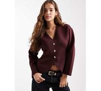 ONLY - Cardigan strutturato bordeaux scuro in tessuto effetto scuba-Rosso 38