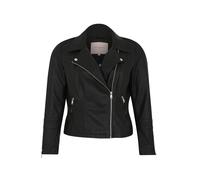 Only Curve - Giacca stile motociclista nera in pelle sintetica-Nero 46