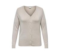 ONLY Carmakoma LS V-Neck Knt Carvenice Life-Maglia Cardi con Scollo a V, Bianco e Grigio, S Donna