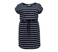 ONLY Carmakoma NOS CARAPRIL SS Knee Dress Stripe Noos Vestito, Stripes: Primo Cloud Dancer Night Sky, S-42/44 Donna