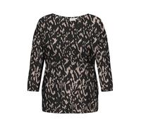 ONLY Carmakoma Caralba 3/4 Top Noos Maglietta a Maniche Lunghe, Black/AOP: Beige Graphic Eight, 52/54 IT Donna