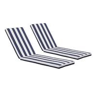 Only choice Set di 2 cuscini di ricambio per sedie da salotto per esterni, patio, chaise longue, cuscini di ricambio per mobili (strisce blu e bianche, 2 pezzi)
