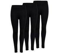 ONLY Confezione 3 Paia di Leggings Donna Color Nero - Coprenti - per Tempo Libero, Sport, Yoga o Fitness. 95% Cotone 15209152, Nero, XL
