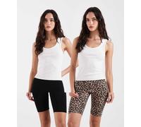 ONLY - Confezione da 2 leggings corti neri e leopardati-Multicolore 44