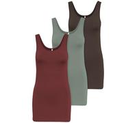 ONLY Confezione da 3 canottiere da donna, in bianco, nero, grigio, blu e crema, canottiere lunghe basic per l'estate 15201465, L